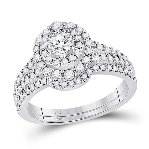 Diamond Bridal Wedding Ring Band Set 1 Cttw 14kt White Gold