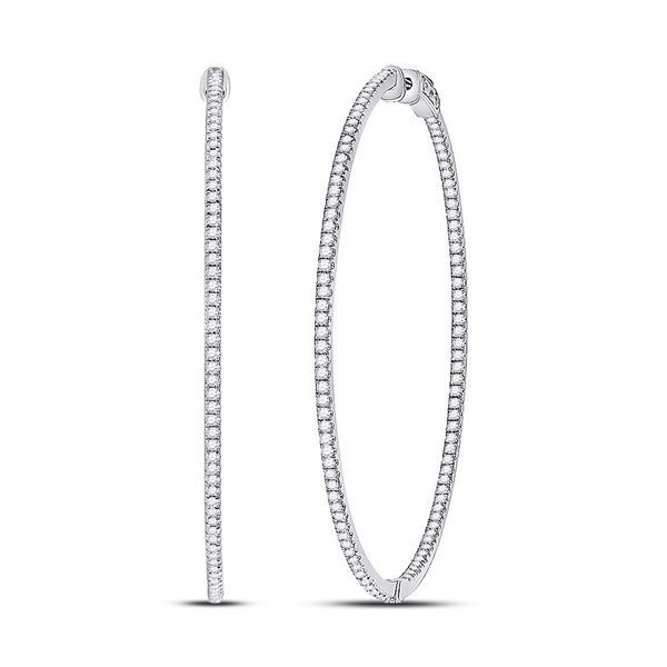 Diamond Hoop Earrings 2-1/5 Cttw 14kt White Gold