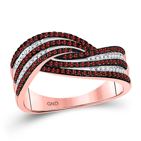 Red Color Enhanced Diamond Band Ring 3/8 Cttw 10kt Rose Gold