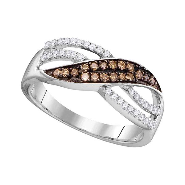 Brown Diamond Band Ring 1/3 Cttw 10kt White Gold