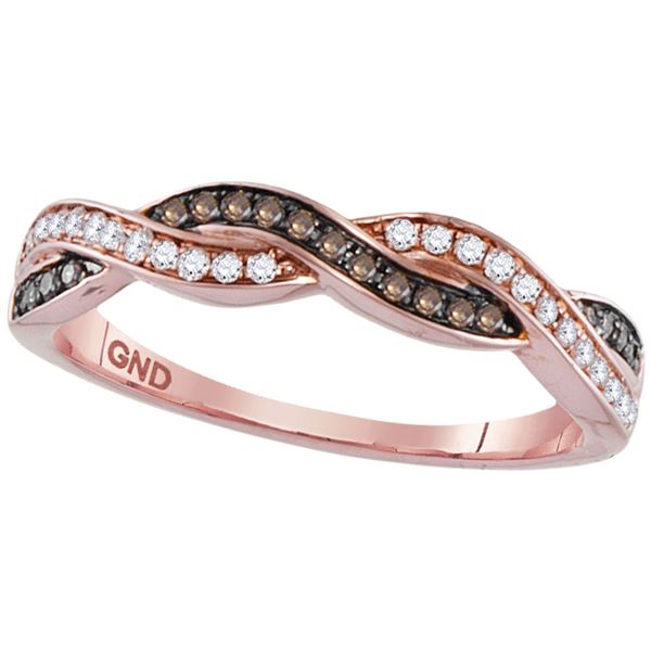 Brown Diamond Band Ring 1/5 Cttw 10kt Rose Gold
