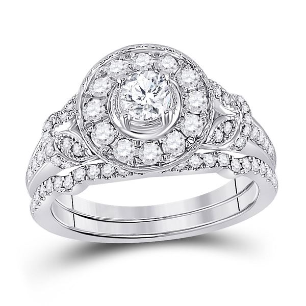 Diamond Bridal Wedding Ring Band Set 1 Cttw 14kt White Gold