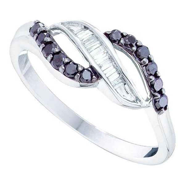 Black Color Enhanced Diamond Band Ring 1/3 Cttw 10kt White Gold