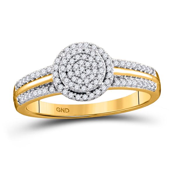 Diamond Circle Cluster Bridal Wedding Engagement Ring 1/4 Cttw 10kt Yellow Gold