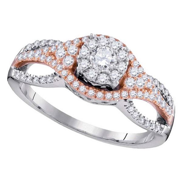 Diamond Cluster Bridal Wedding Engagement Ring 1/2 Cttw 10kt Two-tone Gold