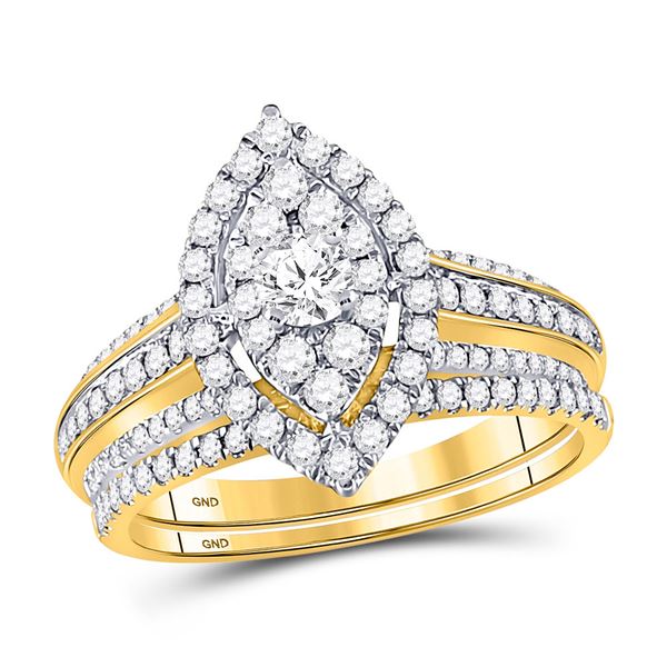 Diamond Bridal Wedding Ring Band Set 1 Cttw 14kt Yellow Gold