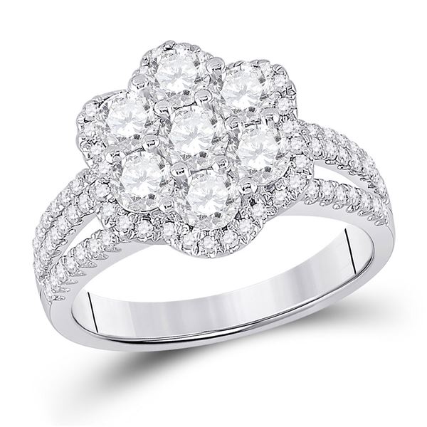Diamond Cluster Bridal Wedding Engagement Ring 1-3/4 Cttw 14kt White Gold