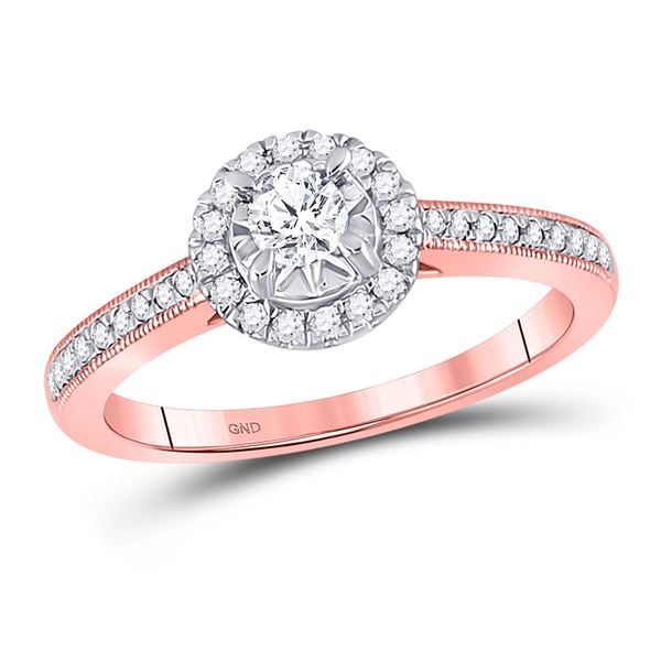 Diamond Solitaire Bridal Wedding Engagement Ring 3/8 Cttw 14kt Rose Gold