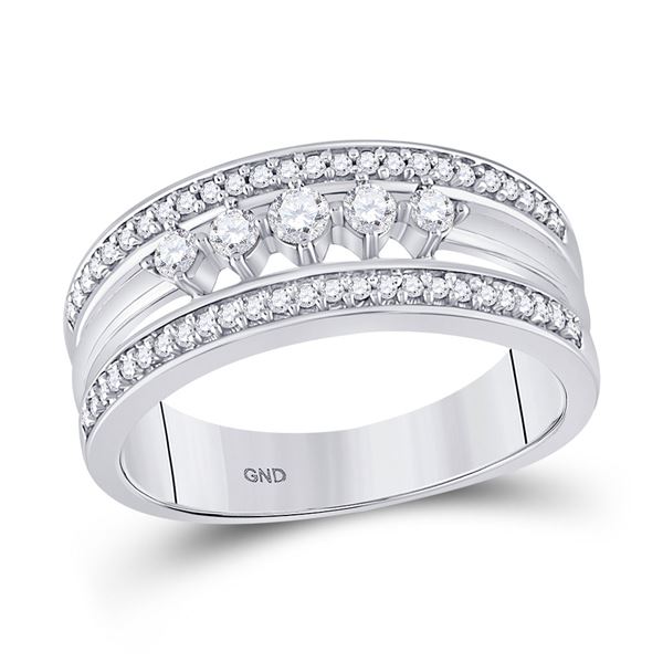 Diamond 5-Stone Band Ring 1/3 Cttw 10kt White Gold