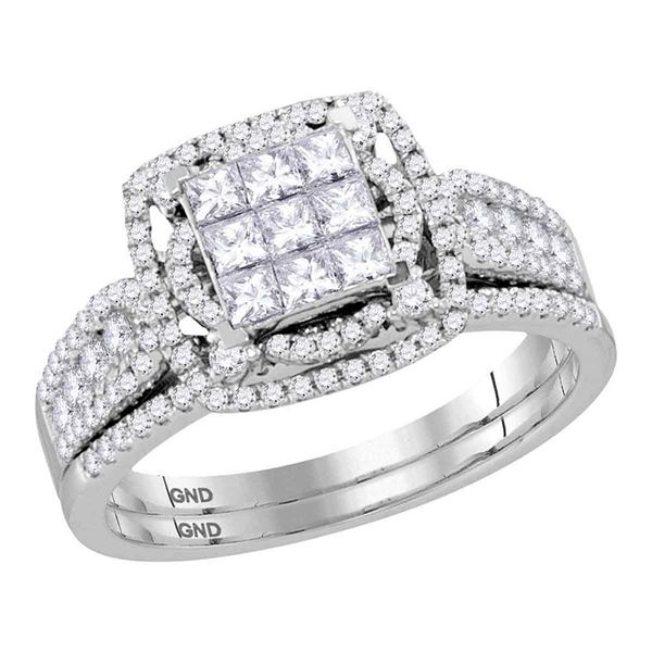 Princess Diamond Bridal Wedding Ring Band Set 1 Cttw 14kt White Gold