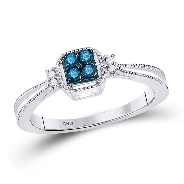 Simple Cluster Band Ring 1/6 Cttw 10k White Gold