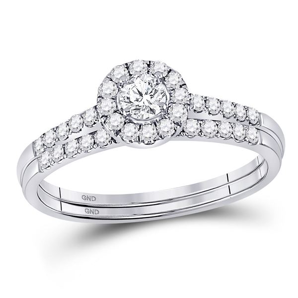 Diamond Bridal Wedding Ring Band Set 1/2 Cttw 10kt White Gold