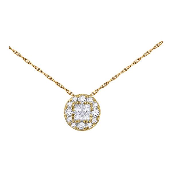 Princess Diamond Fashion Cluster Pendant 1/4 Cttw 14kt Yellow Gold
