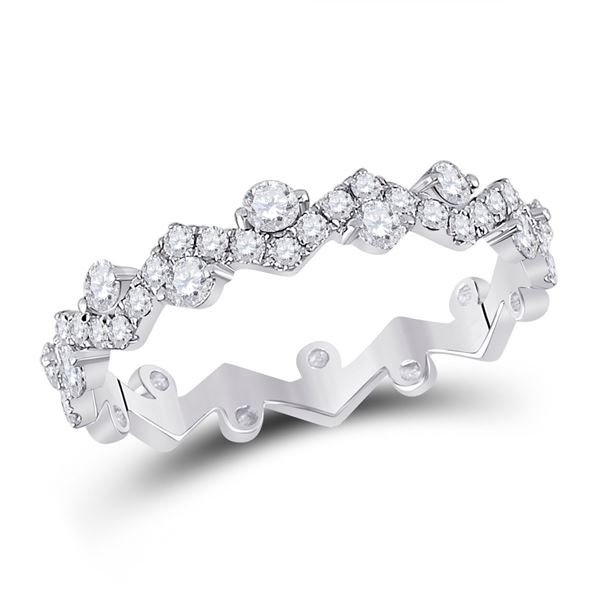 Diamond ZigZag Stackable Band Ring 1/2 Cttw 10kt White Gold
