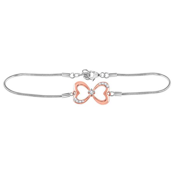 Diamond Infinity Heart Fashion Bracelet 1/20 Cttw Sterling Silver
