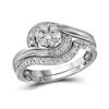 Image 1 : Diamond Bridal Wedding Ring Band Set 3/8 Cttw 14kt White Gold