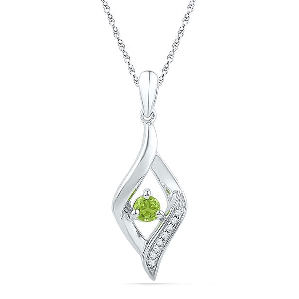 Lab-Created Green Peridot Oval Pendant 1/5 Cttw Sterling Silver