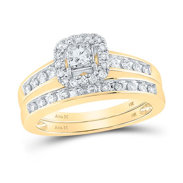Diamond Princess EGL Bridal Wedding Ring Band Set 3/4 Cttw 14kt Yellow Gold