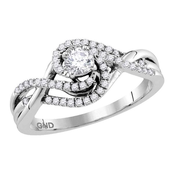 Diamond Solitaire Bridal Wedding Engagement Ring 1/2 Cttw 14kt White Gold