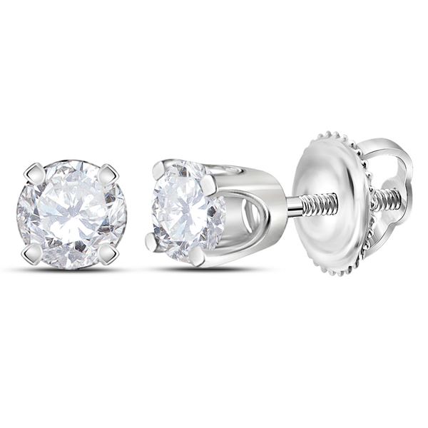 Diamond Solitaire Earrings 1/4 Cttw 14kt White Gold