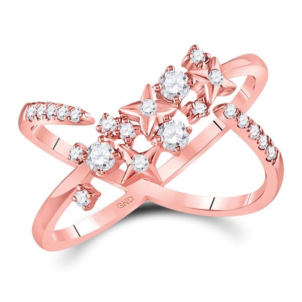 Diamond Fashion Starburst Band Ring 3/8 Cttw 14kt Rose Gold