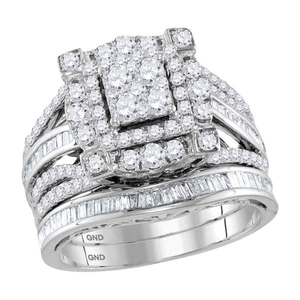 Diamond Bridal Wedding Ring Band Set 1-3/4 Cttw 14kt Two-tone Gold
