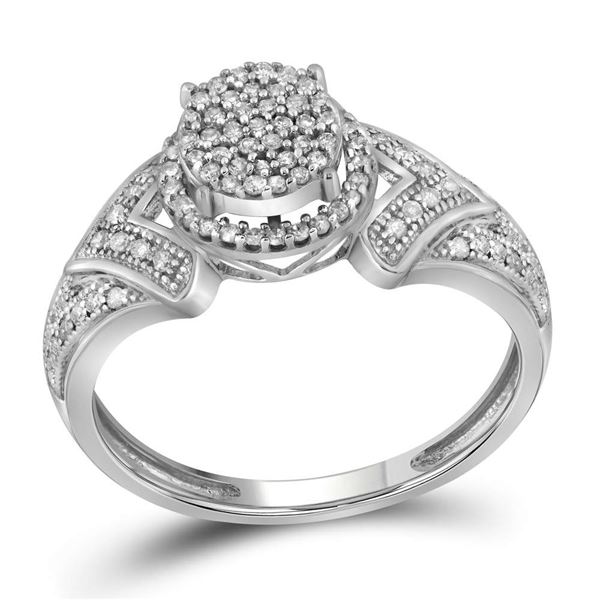 Diamond Cluster Bridal Wedding Engagement Ring 1/3 Cttw 10kt White Gold