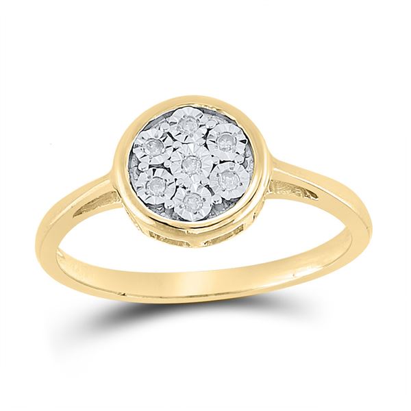 Diamond Flower Cluster Ring 1/20 Cttw Yellow-tone Sterling Silver
