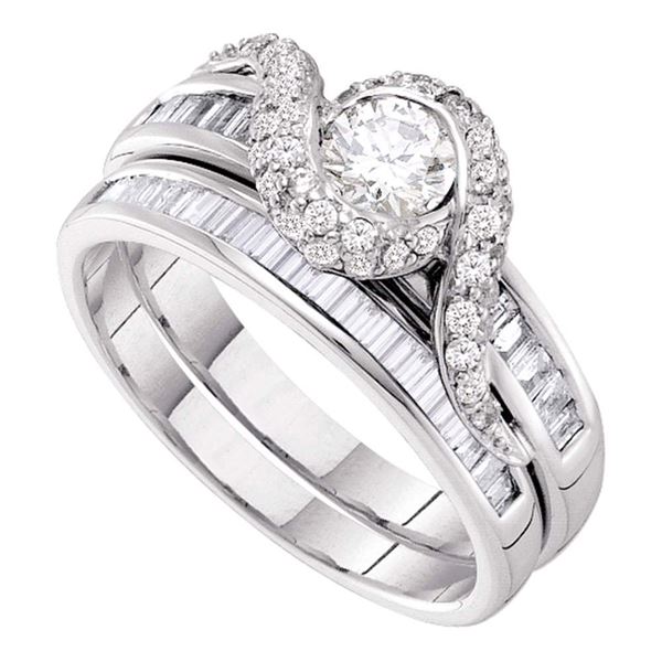 Diamond Bridal Wedding Ring Band Set 1-1/4 Cttw 14kt Yellow Gold