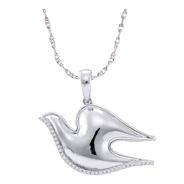 Diamond Dove Bird Animal Pendant 1/10 Cttw Sterling Silver
