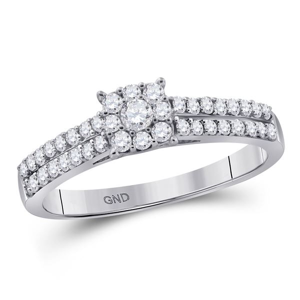 Diamond Cluster Bridal Wedding Engagement Ring 1/3 Cttw 14kt White Gold