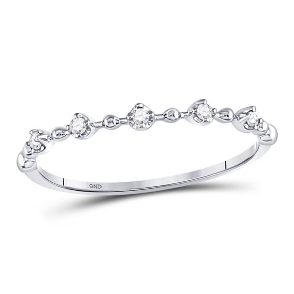 Diamond Bead Dot Stackable Ring 1/20 Cttw 10kt White Gold