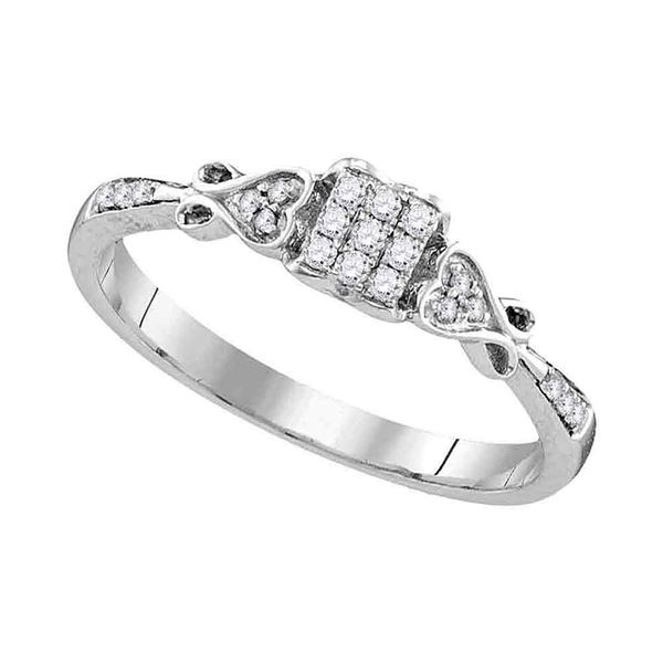 Sterling Silver Diamond Cluster Bridal Wedding Engagement Ring 1/6 Cttw Sterling Silver