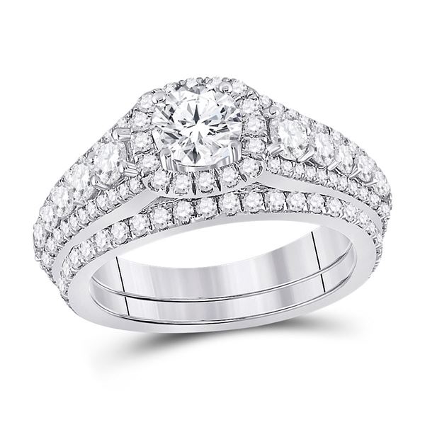 Diamond Bridal Wedding Ring Band Set 2-1/3 Cttw 14kt White Gold