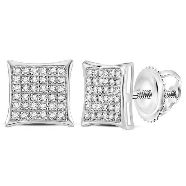 Diamond Square Cluster Earrings 1/4 Cttw 10kt White Gold