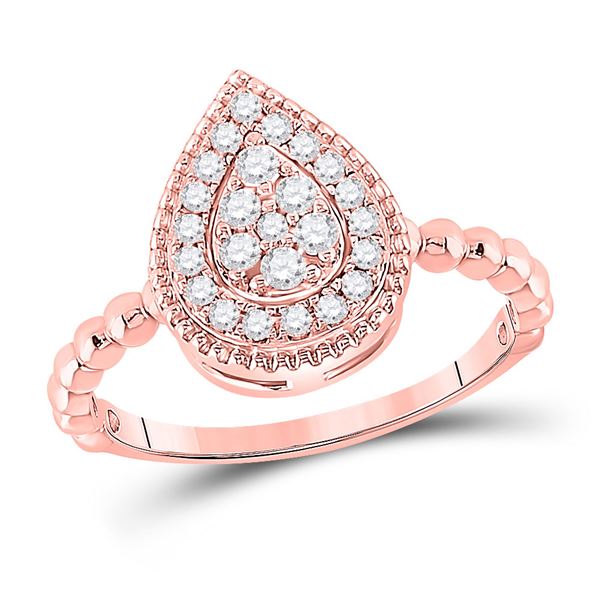 Diamond Teardrop Cluster Ring 1/3 Cttw 10kt Rose Gold