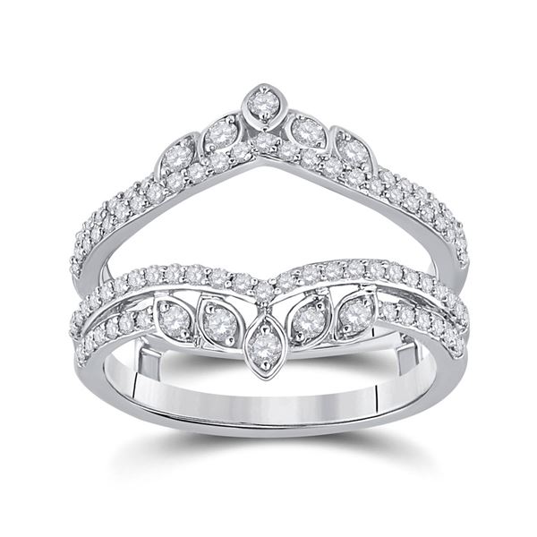 Diamond Wedding Wrap Ring Guard Enhancer 5/8 Cttw 14kt White Gold