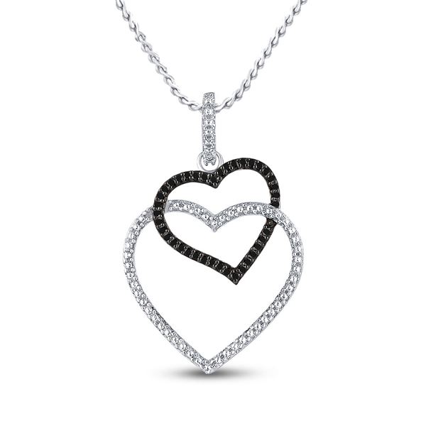 Black Color Enhanced Diamond Heart Pendant 1/8 Cttw Sterling Silver