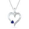 Image 1 : Lab-Created Blue Sapphire Heart Pendant 1/4 Cttw Sterling Silver