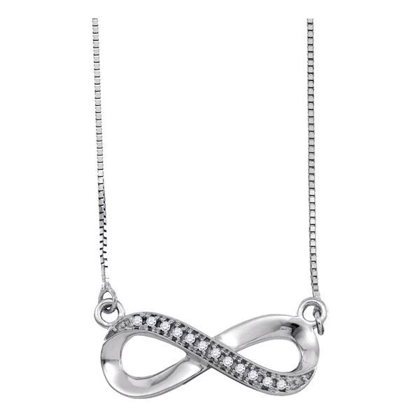 Diamond Infinity Pendant Necklace 1/20 Cttw 10kt White Gold