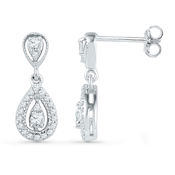 Diamond Teardrop Dangle Earrings 1/3 Cttw 10kt White Gold
