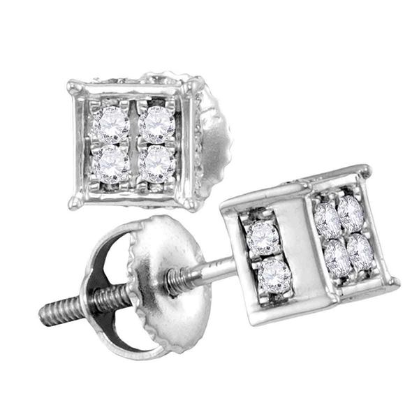 Diamond Square Cluster Earrings 1/4 Cttw 10kt White Gold