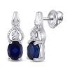 Image 1 : Oval Lab-Created Blue Sapphire Fashion Earrings 7/8 Cttw Sterling Silver