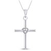 Image 1 : Diamond Heart Cross Pendant .03 Cttw Sterling Silver