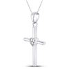 Image 2 : Diamond Heart Cross Pendant .03 Cttw Sterling Silver