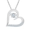 Image 1 : Moving Twinkle Diamond Heart Pendant 1/8 Cttw 10kt White Gold