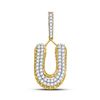 Image 1 : Mens Diamond U Letter Charm Pendant 1-1/4 Cttw 10kt Yellow Gold