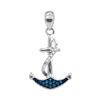 Image 1 : Blue Color Enhanced Diamond Nautical Anchor Pendant 1/20 Cttw Sterling Silver