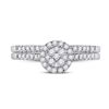 Image 2 : Diamond Cluster Bridal Wedding Ring Band Set 1/2 Cttw 14kt White Gold