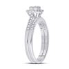 Image 3 : Diamond Cluster Bridal Wedding Ring Band Set 1/2 Cttw 14kt White Gold